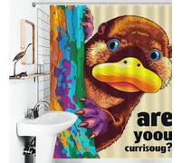 Cortina de ducha con diseño de un ser curioso escalando un árbol del arco iris, antimoho, elegante cortina de ducha para uso diario, 56,30 x 70,87 pulgadas (143 x 180 cm).