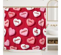 Cortina de ducha con forma de corazón, diseño de San Valentín, románticos abrazos y besos, de poliéster, impermeable, para decoración de baño, habitación de invitados, 157 x 183 cm