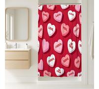 Cortina de ducha con forma de corazón, para San Valentín, románticos abrazos y besos, color rojo, de poliéster, impermeable, decoración para baño, habitación de invitados, 36 x 72 pulgadas