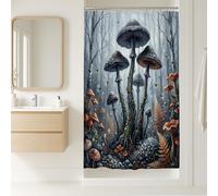 Cortina de ducha con forma de setas, diseño de abejas helecho, color gris, de poliéster, impermeable, con patas de garra, decoración para baño, dormitorio, 36 x 72 pulgadas