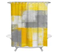Cortina de Ducha con Pintura al óleo Abstracta geométrica Amarilla para el baño del hogar, Cortina de baño de Tela de poliéster Impermeable Decorativa, 240 x 175 cm (94 x 69 Pulgadas)