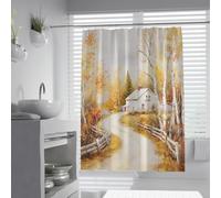 Cortina de Ducha Country Barn 100x180 Autumn Path Estética Moderna Cortinas de baño de casa de Campo Cortinas Impermeables de Tela de poliéster con Ganchos