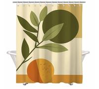 Cortina de Ducha Crema Cortina Ducha 110x180 cm con 12 Ganchos y Dobladillo Ponderado, Antimoho, Tela Impermeable Poliéster, Shower Curtain Lavable con Agua para Baño o Bañera, Geometría 2Y#592