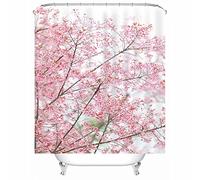 Cortina de Ducha de 180 x 180, Lavable, Cortina de Ducha para Hombre, Cortina de Flores florecientes de poliéster Occidental para Exterior de Hotel, 71 x 71 Pulgadas, Rosa