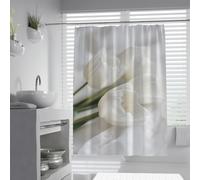 Cortina de Ducha de Arte tulipán Blanca Minimalista de diseño Floral Cortina Impermeable de bañera de poliéster para baño Moderno Lavable a máquina 120 x 180 cm