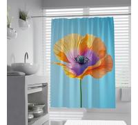 Cortina de Ducha de baño Bohemio Moderna, Cortinas de baño de Flores Gigantes, botánico de la Naturaleza, decoración de baño de Estilo Minimalista Lavable en Lavable, Azul Celeste W120xL200 cm