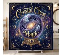 Cortina de ducha de bola de cristal, fantasmas de galaxia mística, Halloween, azul, lavable, con ganchos, cortinas de ducha para el hogar, baño, decoración de hotel, 72 x 84 pulgadas