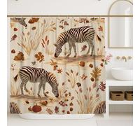 Cortina de ducha de caballo a rayas, decoración de baño, diseño de hojas color beige, naranja, marrón, otoño, moderna, bohemia, impermeable, con ganchos, 72 x 72 pulgadas