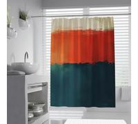 Cortina de Ducha de Campo en Color Abstracto, Retro Minimalista de diseño Multicolor de Rayas para bañera, Tela de poliéster Lavable con Ganchos 180 x 180 cm