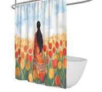 Cortina de Ducha de Campo Tulip 180x220 Spring Country Rustic Cortinas de Ducha Conjunto de Cortinas de Ducha estética Acuarela Moderna para Tela Impermeable de baño