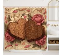 Cortina de ducha de corazones, romántica vintage, pétalos de rosas rojas de San Valentín, cortinas de tela de poliéster impermeable para baño, decoración de habitación de invitados, 72 x 84 pulgadas