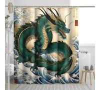 Cortina de ducha de dragón con ganchos, cultura tradicional china, asiática, océano, mar, hadas, animales, poliéster, decoración de baño, adolescente, niño, hombre, dormitorio, hogar, baño, cortina de