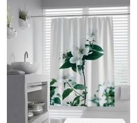 Cortina de Ducha de Estilo nórdico Minimalista con patrón de Ramas Blancas de jazmín Cortinas de Ducha de baño Tela Impermeable de poliéster decoración para el hogar 120 x 200 cm