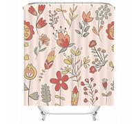 Cortina de Ducha de Flores Rosas, Cortinas de Ducha para baño, poliéster Occidental, Hoja de Flores de Dibujos Animados Decorativa para Thtub 120X180cm
