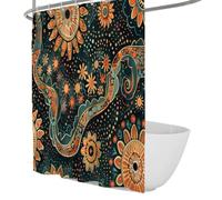 Cortina de Ducha de Girasol psicodélica Estilo artístico Vintage Cortinas Impermeables de Tela con Ganchos Poliéster Lavable Decoración del baño con Cielo Estrellado 180 x 200 cm