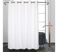 Cortina de Ducha de Grado hotelero, sin Necesidad de Ganchos, Forro a presión, Repelente al Agua, Lavable a máquina (Blanco, sin Ventana, 71 x 74 Pulgadas de Ancho x Forro)
