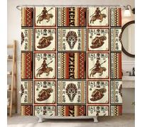 Cortina de ducha de guerrero, escudo de calavera tribal azteca, color marrón, lavable, con ganchos, cortinas de tela para baño, bañera, apartamento, decoración de 62 x 72 pulgadas