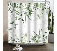 Cortina de Ducha de Hojas Verdes de Acuarela, Cortina de baño de poliéster Minimalista nórdica, mampara de bañera Impermeable con Ganchos 88x210cm/WxH
