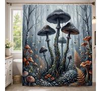 Cortina de ducha de hongos, diseño de abejas helecho, color gris, lavable, con ganchos, decoración para baño, dormitorio, 54 x 78 pulgadas