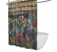 Cortina de Ducha de jardín Floral Vintage Rosal Impresionismo Juegos Impermeables de Cortinas de baño con Ganchos para la decoración del baño 240x180cm