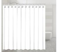 Cortina de Ducha de Lino Blanco: Impermeable, Estilo rústico (90 x 220 cm/35 x 87 Pulgadas [Ancho x Alto]/Cortina de baño)