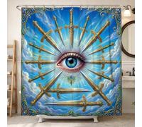 Cortina de ducha de ojos, fantasía mística espada nube N/a azul poliéster impermeable cortina decorativa de baño para el hogar, baño, decoración de hotel, 62 x 72 pulgadas
