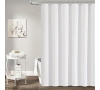 Cortina de Ducha de poliéster Texturizado Blanco Suave, Forro de Lujo, Cortina de baño de Tela de poliéster, Impermeable, decoración de baño (110 x 220 cm/43 x 87 Pulgadas [Ancho x Alto]
