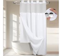 Cortina de Ducha de Punto gofre con Forro a presión, extralarga, 71 Pulgadas de Ancho x 86 Pulgadas de Alto, Calidad de Hotel, Cortina de baño Tipo SPA, Color Blanco