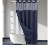 Cortina de Ducha de Punto gofre con Forro a presión, extralarga, 71 Pulgadas de Ancho x 86 Pulgadas de Alto, Calidad de Hotel, Cortina de baño Tipo SPA, Color Azul Marino