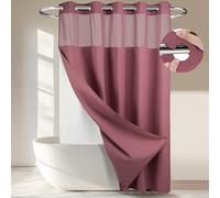 Cortina de Ducha de Punto gofre con Forro a presión, no Requiere Ganchos, 71 Pulgadas de Ancho x 74 Pulgadas de Alto, Calidad de Hotel, Cortina de baño Tipo SPA, Color Malva pálido