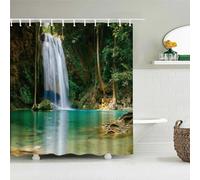 Cortina de Ducha de Tela con Paisaje Natural de Bosque, Cortinas de baño con impresión 3D Impermeables para decoración de bañera y baño con Ganchos 130x180cm/WxH Cortina de baño