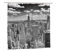 Cortina de ducha de tela de poliéster - 70x70 pulgadas con ojales metálicos, diseño artístico para mayor privacidad, Nueva York sobre Manhattan desde lo alto de los rascacielos, panorama artístico de