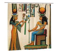 Cortina de ducha de tela de poliéster - 70x70 pulgadas con ojales metálicos, diseño artístico para mayor privacidad, papiro egipcio antiguo que representa a la reina Nefertari con el Imperio histórico