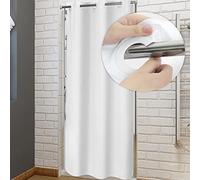 Cortina de Ducha de Tela, no Necesita Ganchos, tamaño pequeño de 91,4 x 188 cm, Estilo Hotel, Repelente al Agua, Lavable a máquina, Color Blanco, tamaño 91 x 188 cm