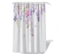 Cortina de ducha de tela para baño con estampado digital de flores silvestres, cortina de baño floral de poliéster para el hogar (#2)