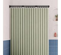 Cortina de Ducha de Tela Verde Impermeable, Color sólido con Peso, instalación sin Perforaciones, diseño Plegable para un Uso fácil, decoración del baño