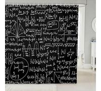 Cortina de Ducha Ecuaciones Matemáticas 180x180 Cortina Ducha Antimoho 3D Negro Cortinas de Baño Tela Impermeable Poliester Secado Rápido Lavable Shower Curtain con 12 Ganchos M-24