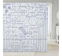Cortina de Ducha Ecuaciones Matemáticas 240x200 Cortina Ducha Antimoho 3D Geometría Matemática Cortinas de Baño Tela Impermeable Poliester Secado Rápido Lavable Shower Curtain con 12 Ganchos M-450