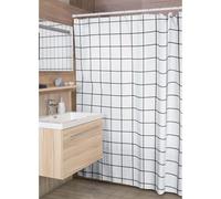 Cortina de Ducha en Blanco y Negro, diseño de Cuadros en cuadrícula, Resistente al Moho y Lavable para baño, 300 x 200 cm (Ancho x Alto).