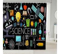 Cortina de Ducha Experimento Científico 120x180 Cortina Ducha Antimoho 3D Niños Cortinas de Baño Tela Impermeable Poliester Secado Rápido Lavable Shower Curtain con 8 Ganchos M-1245