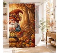 Cortina de ducha extra ancha con diseño de gnomo, cesta rústica de farol, color naranja otoño, poliéster, impermeable, cortinas de ducha para baño, dormitorio, 274 x 183 cm