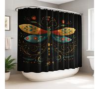 Cortina de ducha extra ancha con diseño de libélula, flores artísticas bohemias, hojas de verano, poliéster, impermeable, para el hogar, baño, decoración de hotel, 274 x 183 cm