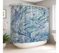 Cortina de ducha extra ancha con diseño de peces, acuarela, olas de océano, perlas de verano, lavable, con diseño de ganchos, para baño, bañera, apartamento, decoración de 108 x 72 pulgadas
