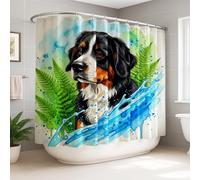 Cortina de ducha extra ancha para perro, diseño artístico de helecho, verde manantial, lavable, con ganchos, cortinas de ducha para baño, decoración de habitación de invitados, 108 x 72 pulgadas