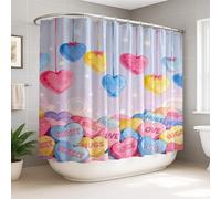 Cortina de ducha extraancha con corazones, lazos festivos, pastel, día de San Valentín, lavable, con ganchos, cortinas de ducha para baño, decoración de habitación de invitados, 274 x 183 cm