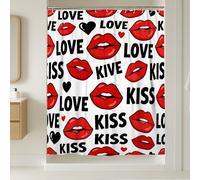 Cortina de ducha extralarga con diseño de labios, romántico, con beso de amor, color rojo, lavable, con ganchos, cortinas de ducha para baño, bañera, apartamento, decoración de 72 x 96 pulgadas
