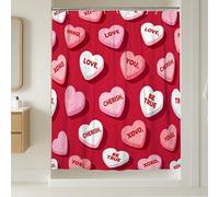 Cortina de ducha extralarga con forma de corazón, para San Valentín, románticos abrazos y besos, de poliéster, impermeable, para baño, dormitorio, 72 x 96 pulgadas