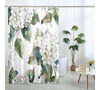 Cortina de ducha floral, acuarela verde salvia beige, cortina de ducha para decoración de baño, primavera y verano, moderna, minimalista, blanca, impermeable, juego de cortina de ducha con ganchos, 62