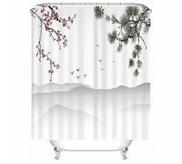 Cortina de Ducha Floral, Suave Forro de Cortina de Ducha Cortina de Golondrina de Hojas de Flores de poliéster para Exterior de Hotel 165X200cm