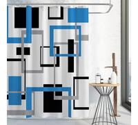 Cortina de Ducha Geométrica Abstracta de Estilo Moderno de Mediados de Siglo - Cortina de Baño Moderna,Sencilla E Impermeable - Cortina de Bañera de Poliéster de Secado Rápido con Ganchos,Colo